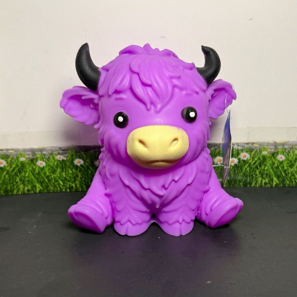 Squeezy Highland Cow Foam Squishy Squeeze Stress Toy Purple